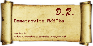 Demetrovits Réka névjegykártya