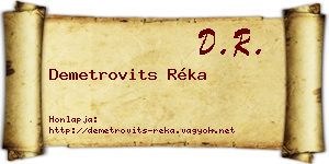 Demetrovits Réka névjegykártya